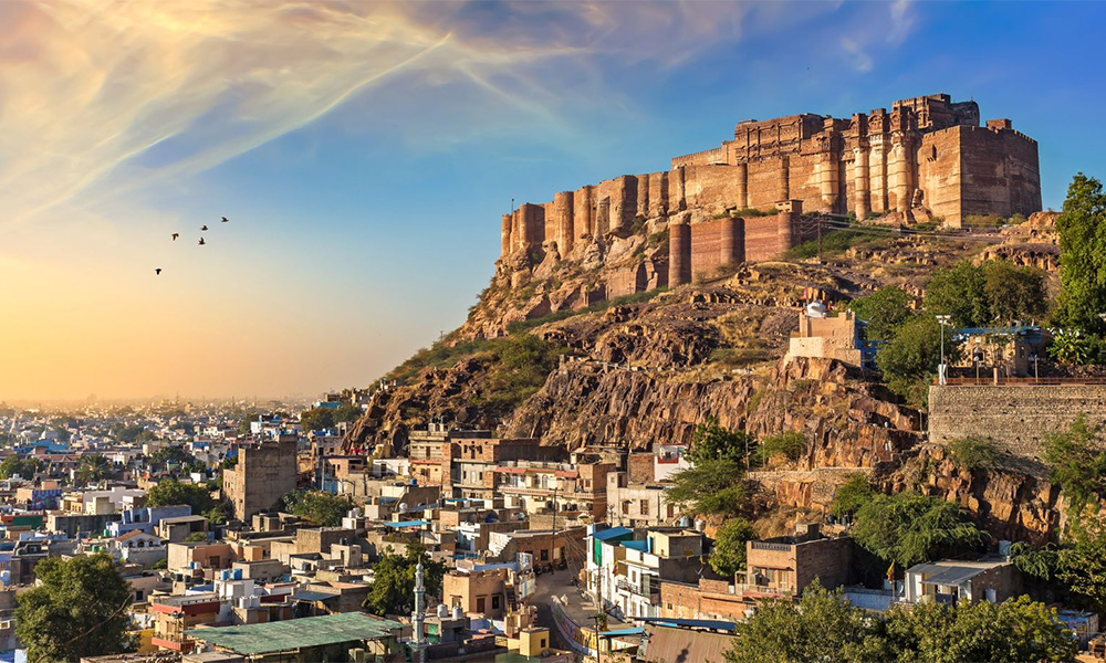 Mehrangarh Fort overlooking Jodhpur at sunset